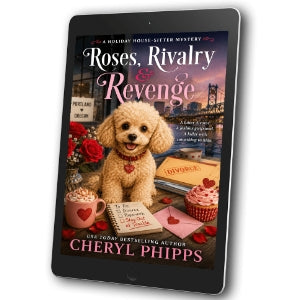 Roses Rivalry & Revenge cozy mystery cover with toy poodle